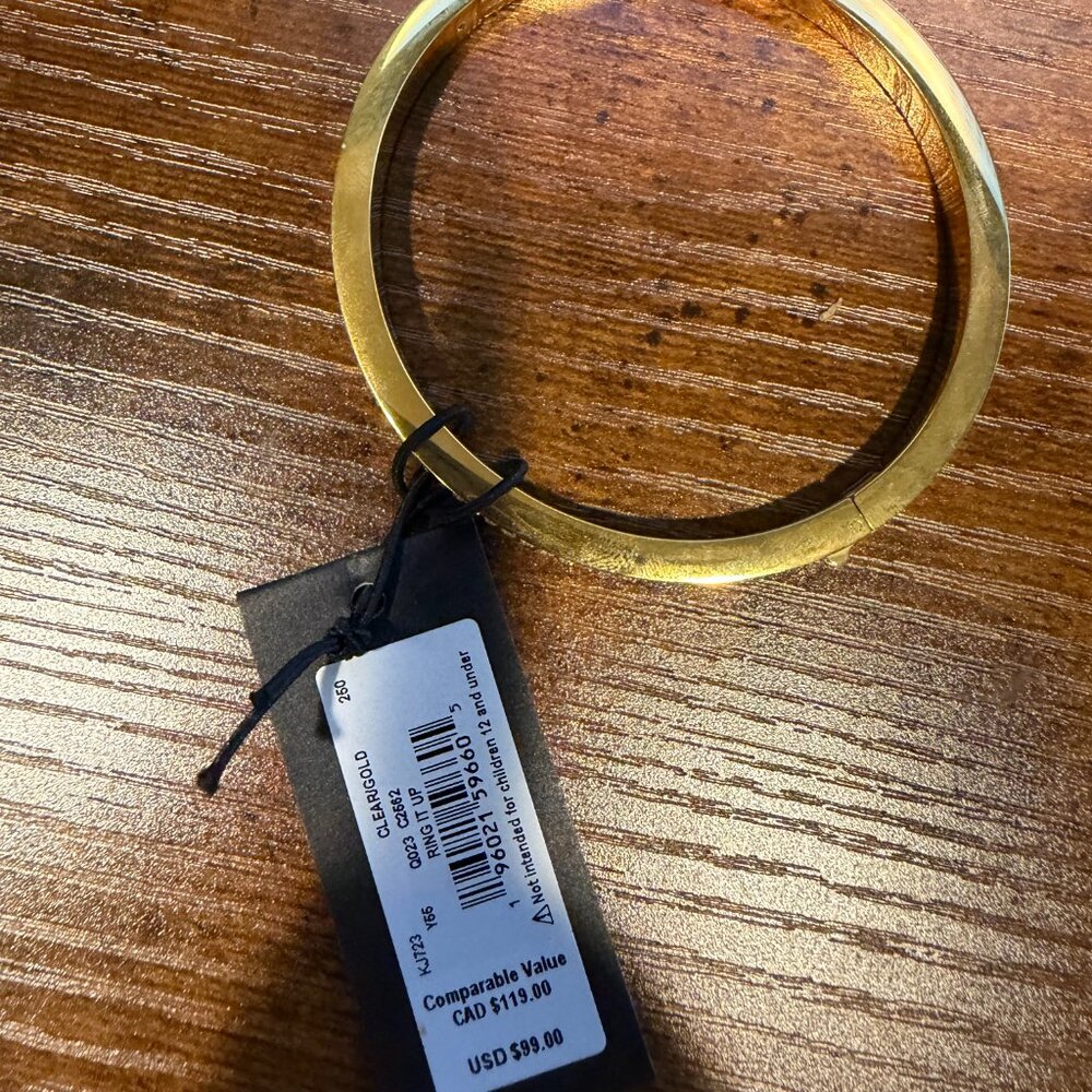 NWT Kate Spade Ring It Up Pave Bangle - Gold/Clear - Picture 7 of 7